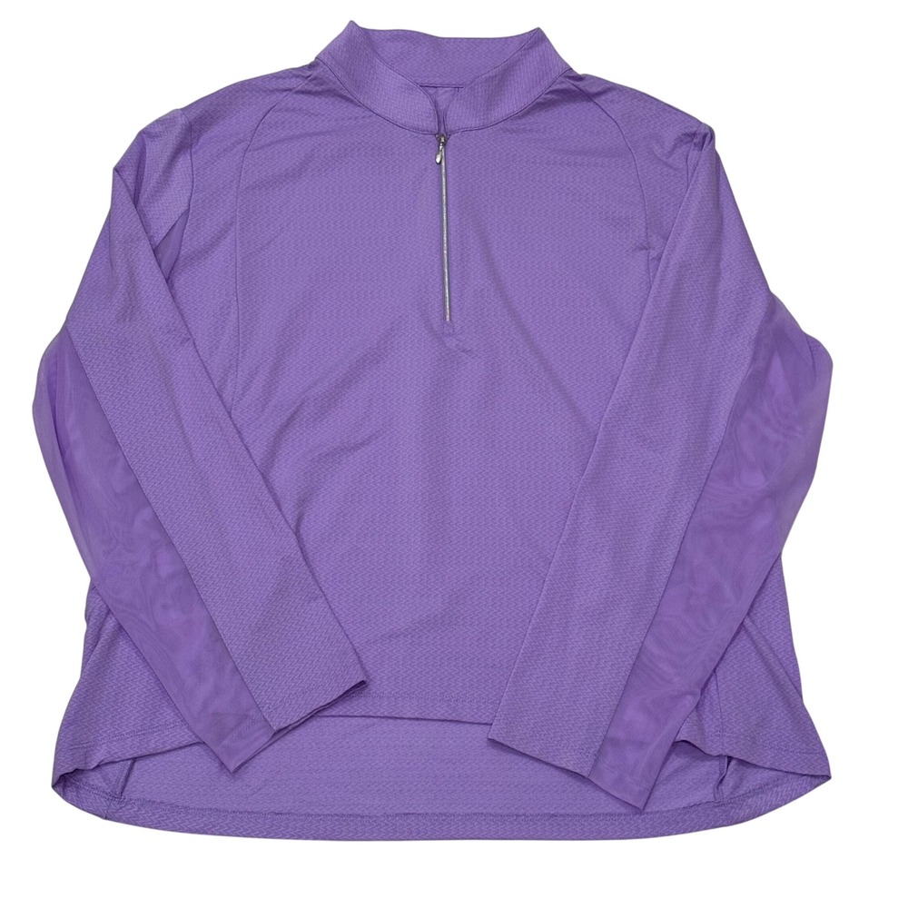 IBKÜL Quarter Zip Pullover Sz XXL Purple Mesh Sleeve Tennis Pickleball‎ UPF Top